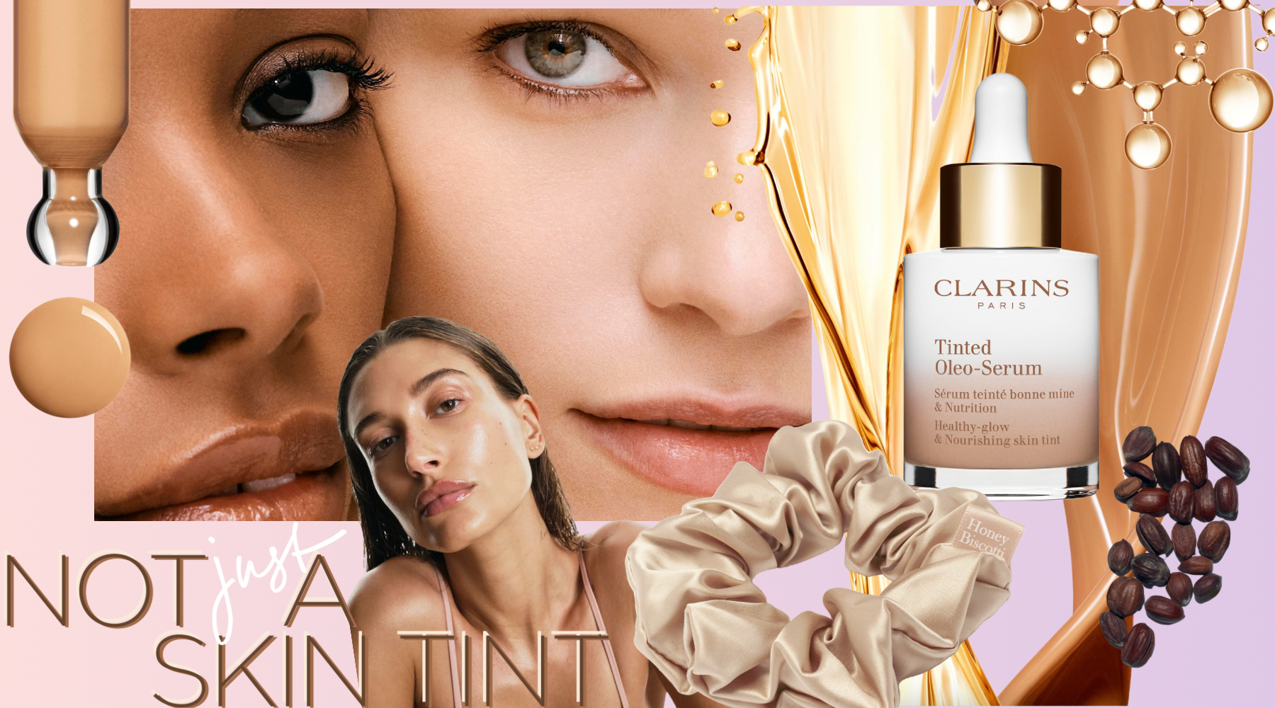 Get the Oleo glow with Clarins Tinted Oleo-Serum and our Silc scrunchie